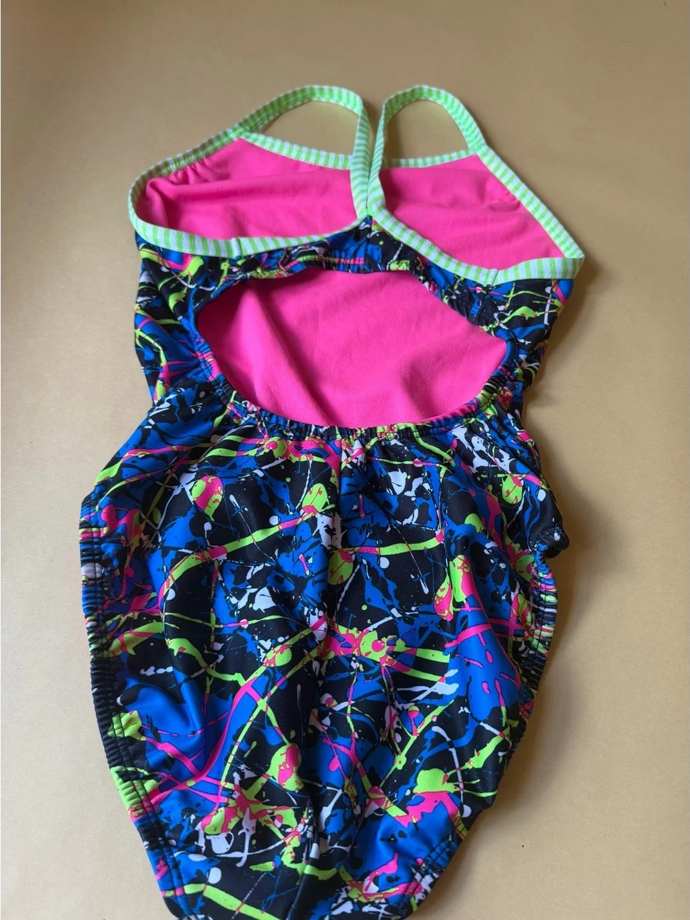 Dolfin Uglies Competitive Girls Swimsuit Splatter Print Racerback Size 34